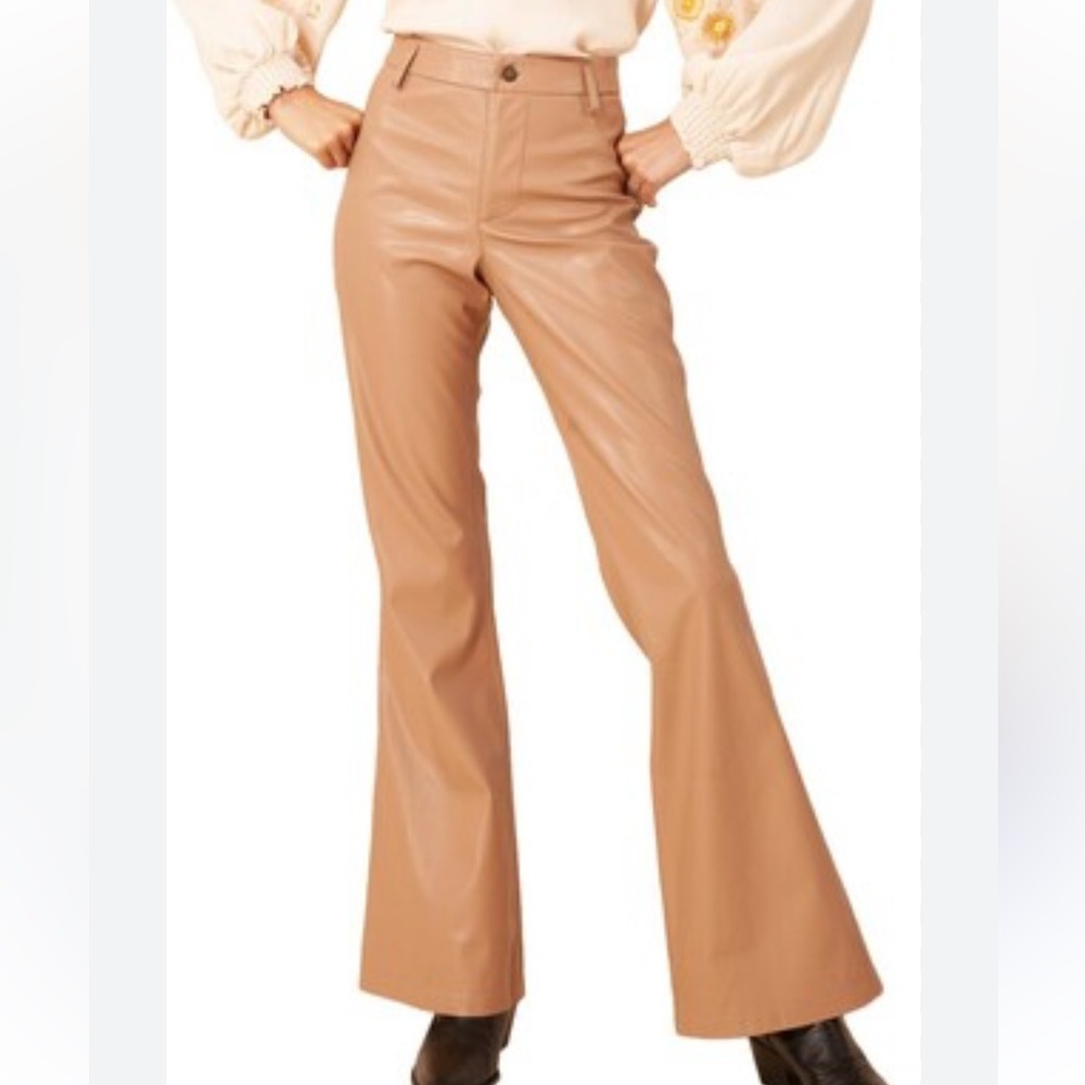 NWT Hale Bob Camel Faux Leather Pants Size Large